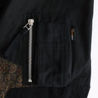 綿ナイロンバックサテン×多素材MIX ブルゾン #BLACK×MIX [HO-J023-051]