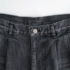 Selvage Denim Two Tuck Pants #BLACK LIGHT FADE [GU263-40061LB]