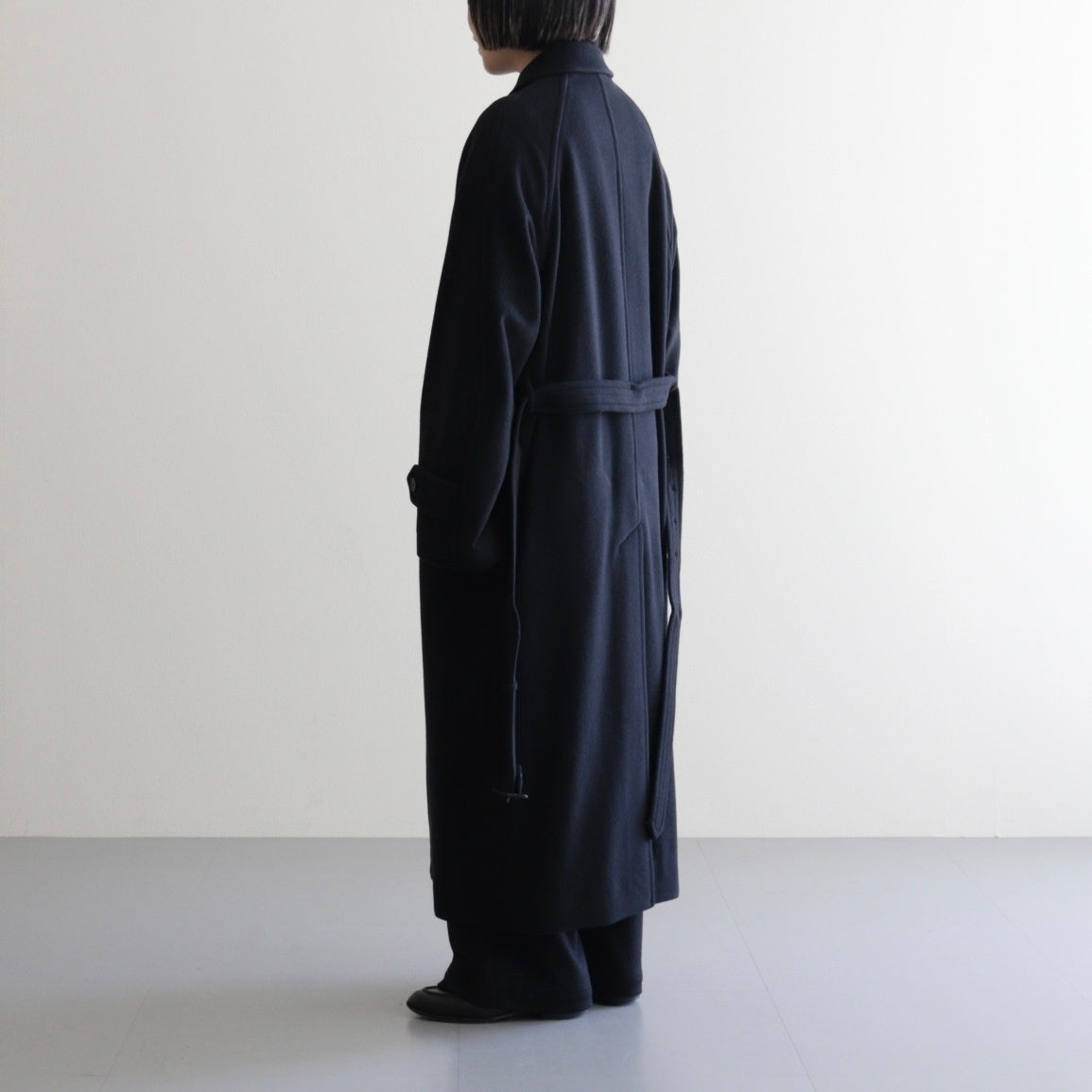 SUPER FINE WOOL MOSSER SOUTIEN COLLAR COAT #BLACK [A25AC04WM