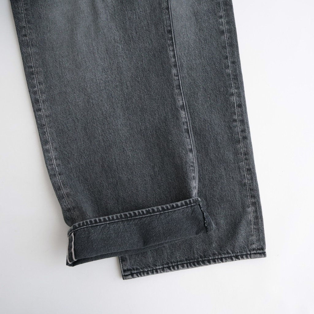 Selvage Denim Five Pocket Wide Straight Pants #BLACK LIGHT FADE [GU263-40059LB]