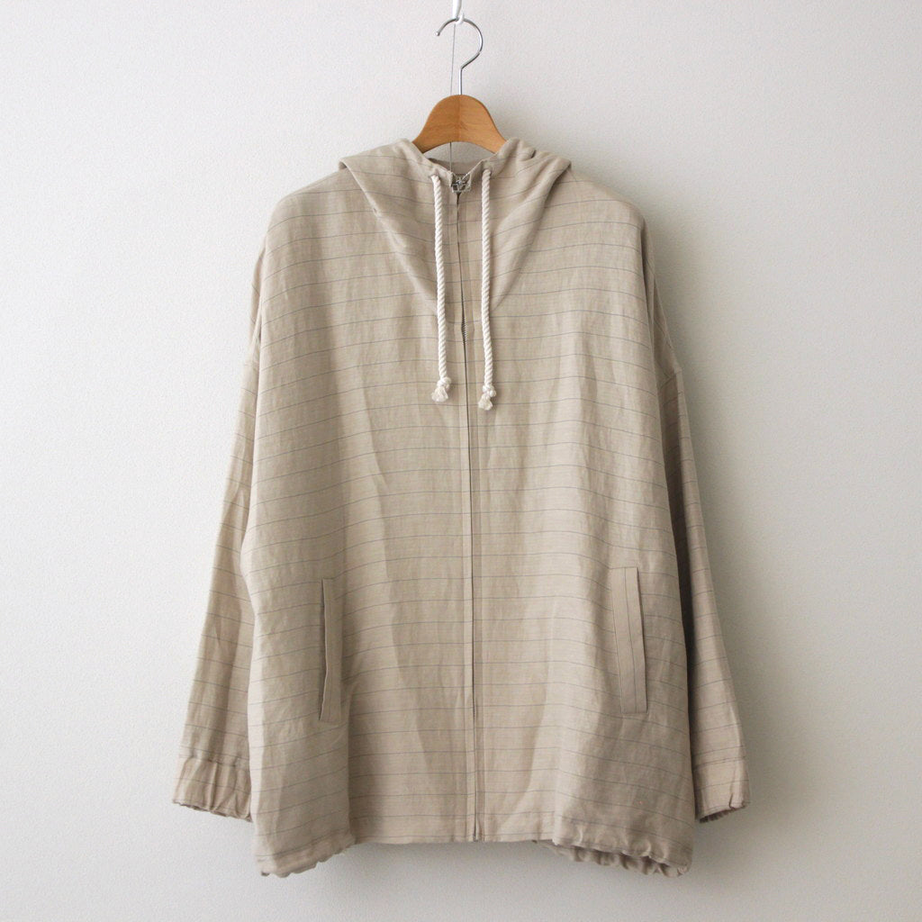 リネンボーダーBigパーカー #BEIGE [D124-C311]