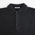 BRUSHED SUPER KID MOHAIR KNIT POLO #INK BLACK [A26AP01KM]