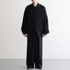 WOOL FLANNEL LONG WIDE TROUSERS #BLACK [ST.1258]
