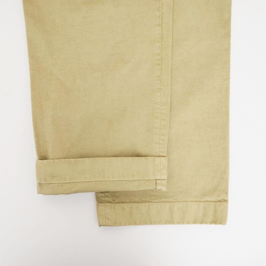 GARMENT-DYED FINX CHINO ONE-TUCK WIDE PANTS #LIGHT BEIGE [A26AP01CP]