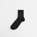LINEN COTTON RIBBED ANKLE SOCKS #BLACK [R1462-SS26]