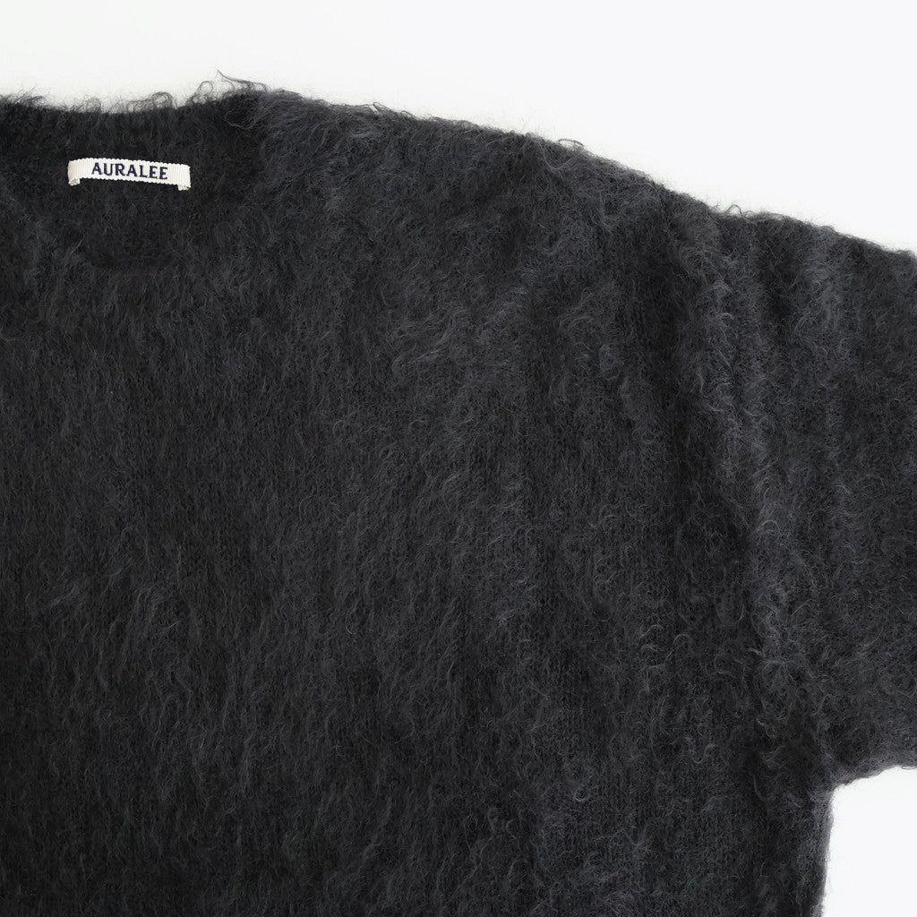 BRUSHED SUPER KID MOHAIR KNIT P/O #INK BLACK [A25AP02KM]