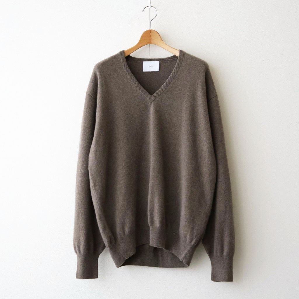PURE CASHMERE KNIT V NECK LS #TAUPE [ST.1629]