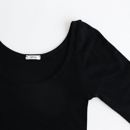 COMPACT RIB LONG SLEEVE T-SHIRT #BLACK [KKAGGM0021]