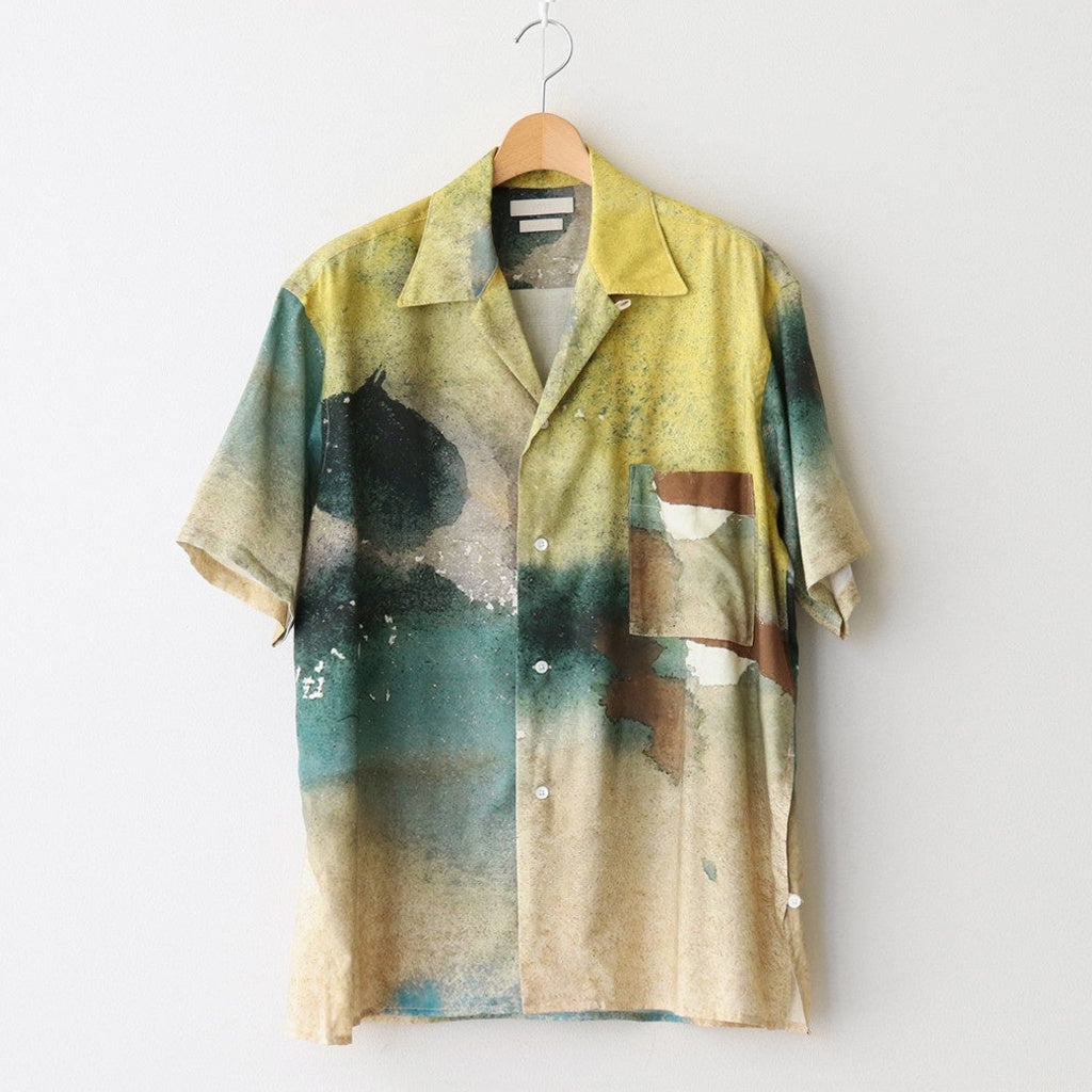 LANDSCAPE PRINTED OPEN COLLAR SHIRT #YELLOW [YK25SS0933SH]