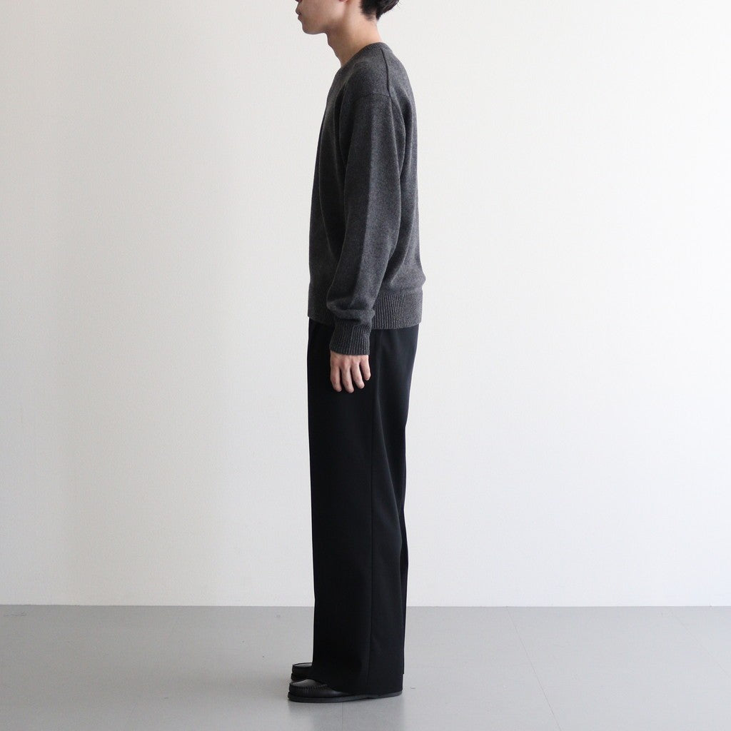 LIGHT WOOL MAX GABARDINE TWO-TUCK SLACKS #TOP BLACK [A25AP06MG]
