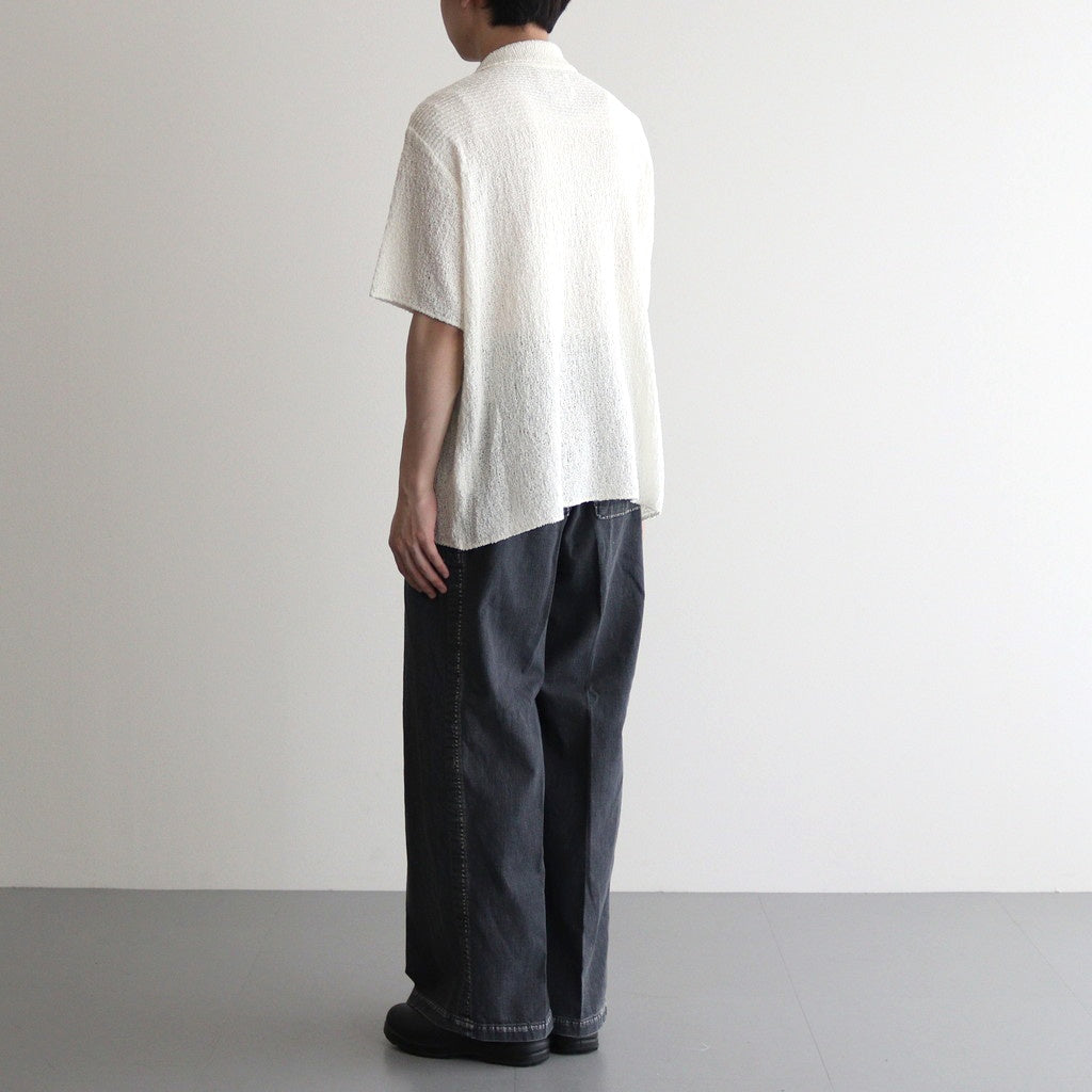 COTTON SHEER KNIT OPEN COLLAR SHIRT #OFF WHITE [YK25SS0964S]