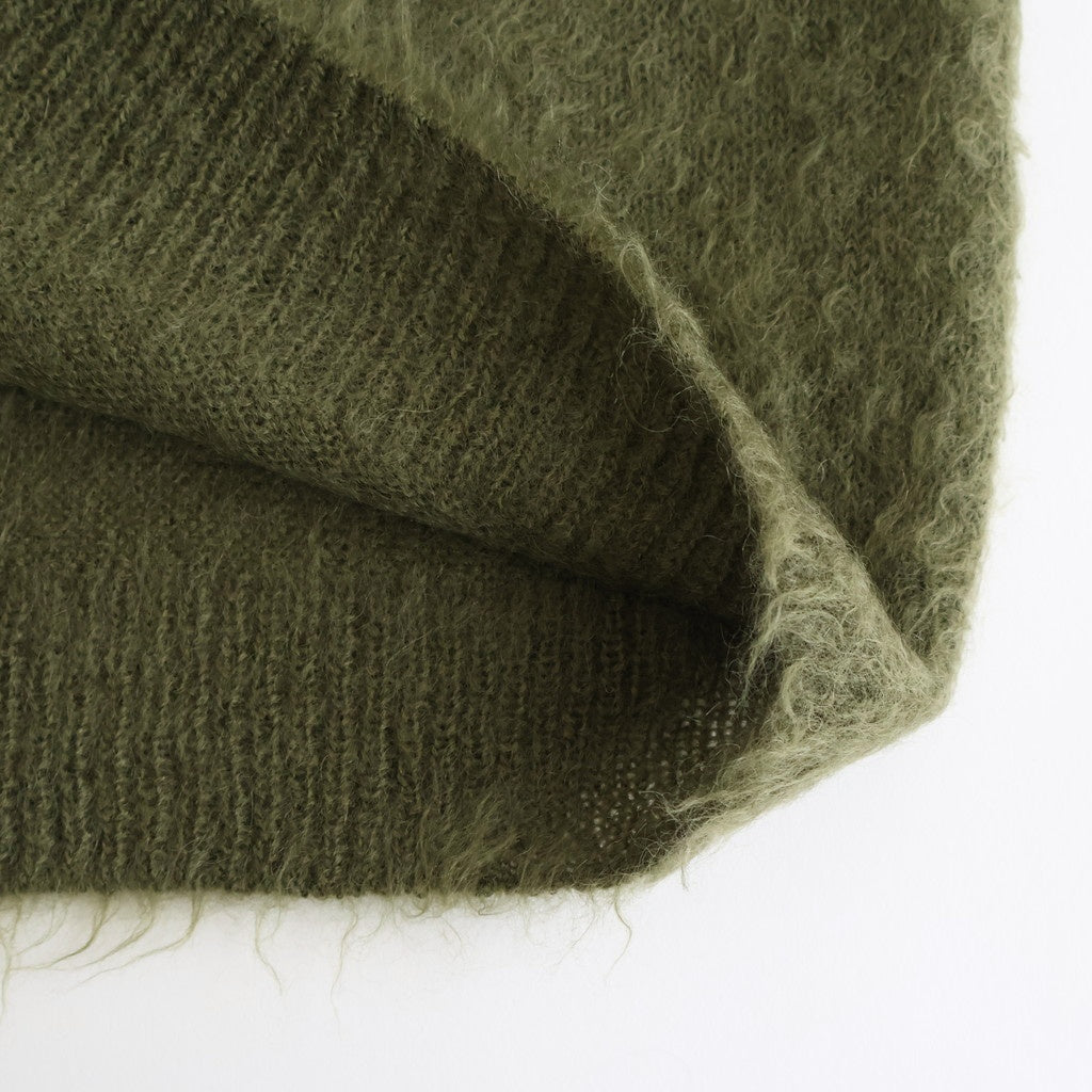 BRUSHED SUPER KID MOHAIR KNIT POLO #OLIVE [A25AP01KM]