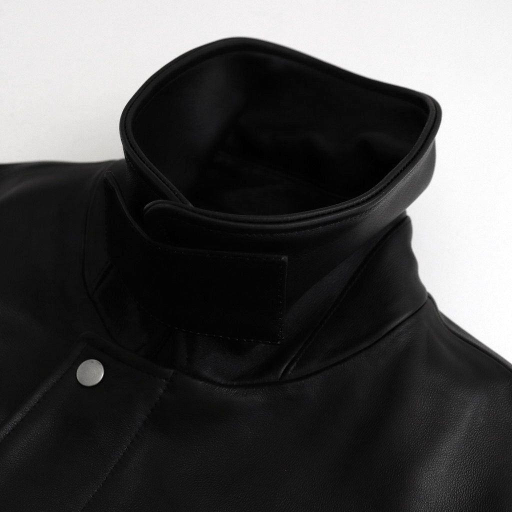 LEATHER ZIP SHORT JACKET #BLACK [ST.1061]