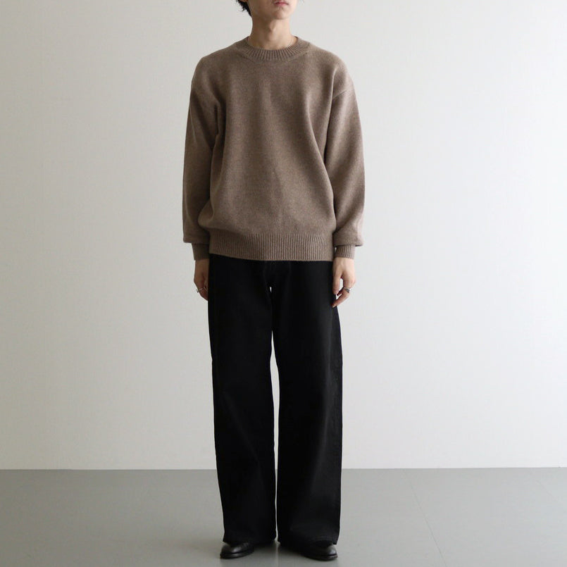 EXTRA FINE WOOL WARM KNIT CREW NECK LS #TOP BEIGE [ST.988]