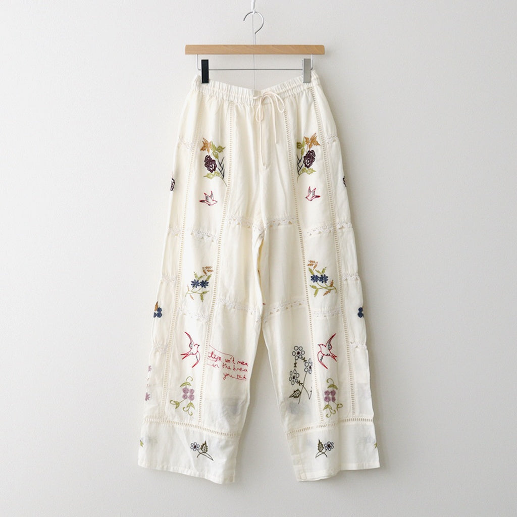 Embroidery Patchwork Trousers #ECRU [12610719]