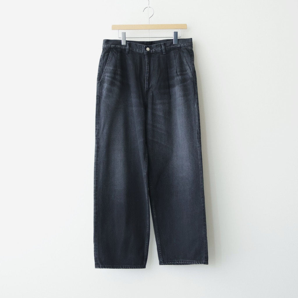 Selvage Denim Two Tuck Pants #BLACK DARK FADE [GU263-40061DB]