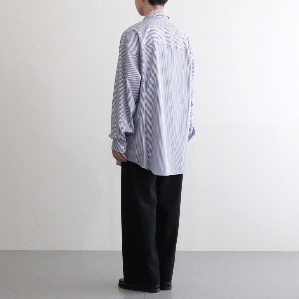 Broad Stripe L/S Oversized Regular Collar Shirt #BLUE STRIPE [GM254-50022STB]