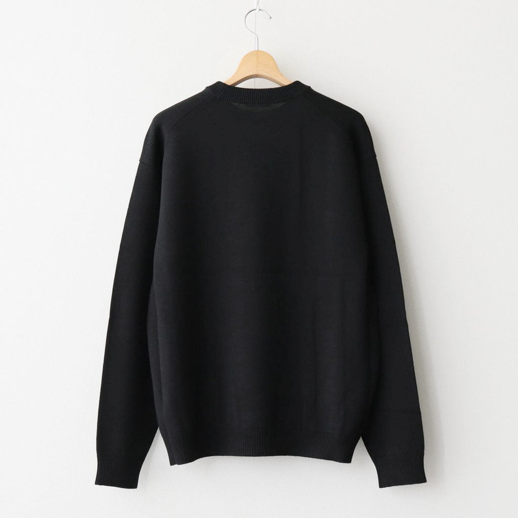 WOOL WASHI CREWNECK SWEATER #BLACK [KRAGGW0102]