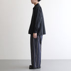 STRIPE BELTED WIDE LEG TROUSERS #NAVY [YK24SS0641P]