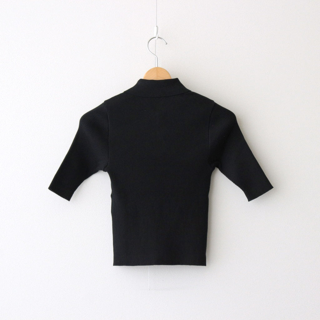 COTTON HIGH GAUGE RIB KNIT POLO #BLACK [A00P01HR]