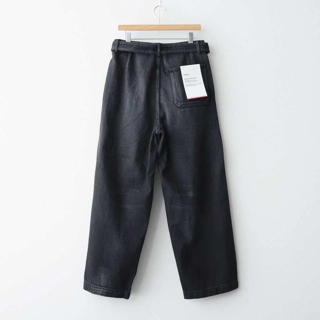 Selvage Denim Belted Pants #BLACK_DARK FADE [GU261-40064DB]