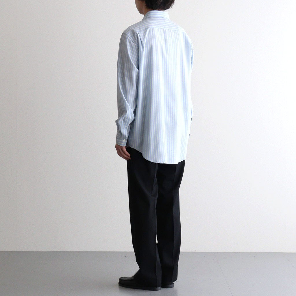 SUPER FINE WOOL STRIPE SHIRT #SAX BLUE LIME STRIPE [A26SS01WW]