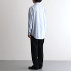 SUPER FINE WOOL STRIPE SHIRT #SAX BLUE LIME STRIPE [A26SS01WW]