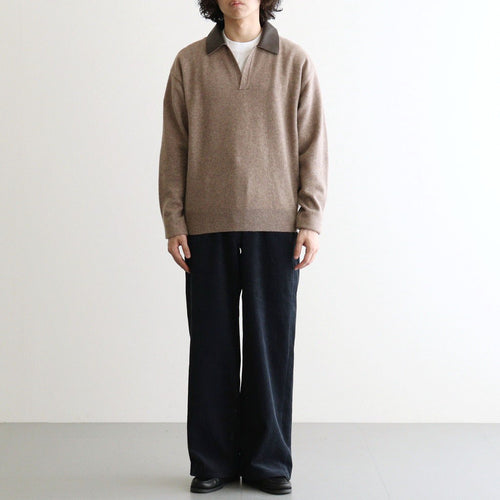 Leather-Trimmed Skipper Sweater #Beige [YK26FW01380S]