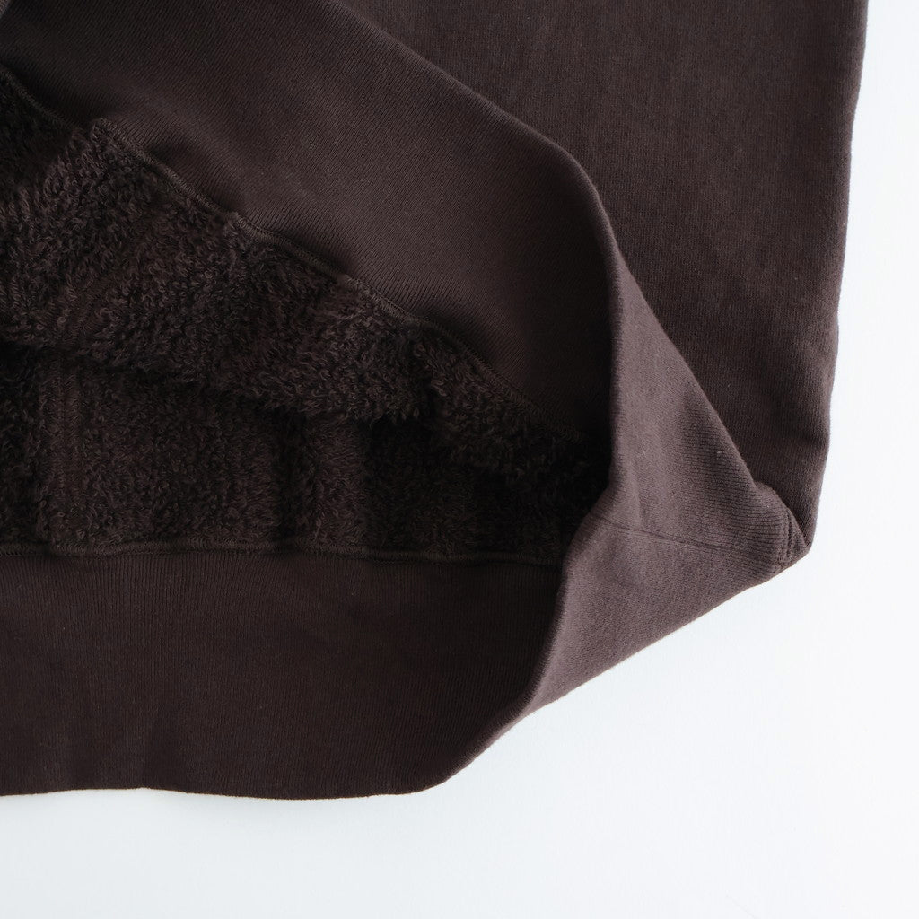 綿裏毛 製品洗丸首スウェット #BROWN [HP-T014-051]