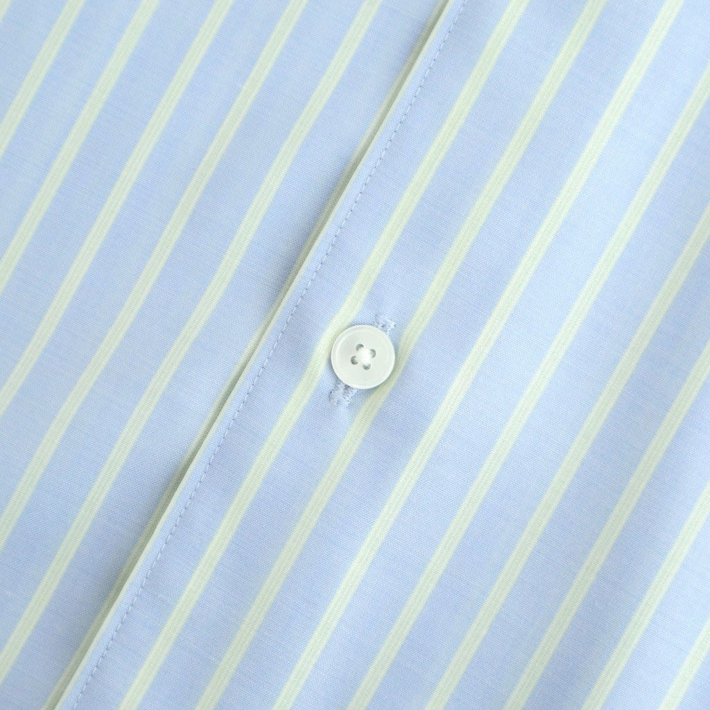 SUPER FINE WOOL STRIPE SHIRT #SAX BLUE LIME STRIPE [A26SS01WW]