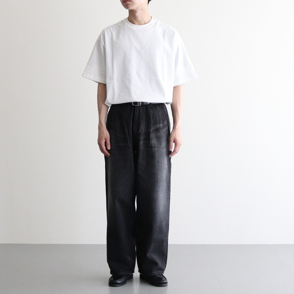 Selvage Denim Two Tuck Pants #BLACK_DARK FADE [GU253-40061DB]