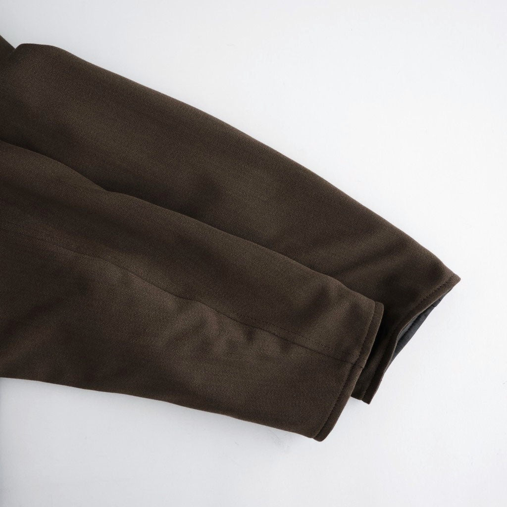 REVERSIBLE WOOL TWISTED TWILL / SHEEP LEATHER HALF COAT #BROWN CHAMBRAY × BLACK [A26AC01AN]