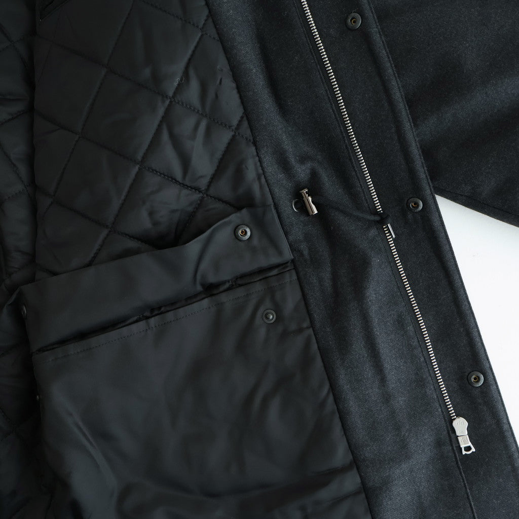 WOOL FULLING FLANNEL PADDED OVER BLOUSON #TOP CHARCOAL [A25AB02CF]