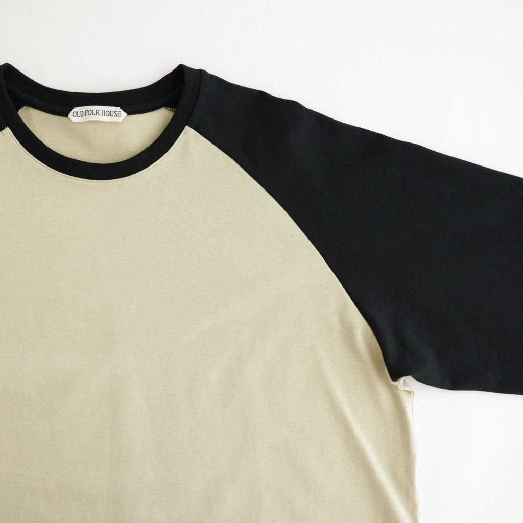 Raglan Sleeve T-shirt #Black / Light Sage [OFH011TE51]