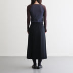 WOOL KID MOHAIR HOPSACK PLEATED SKIRT #DARK NAVY [A26SS04MH]