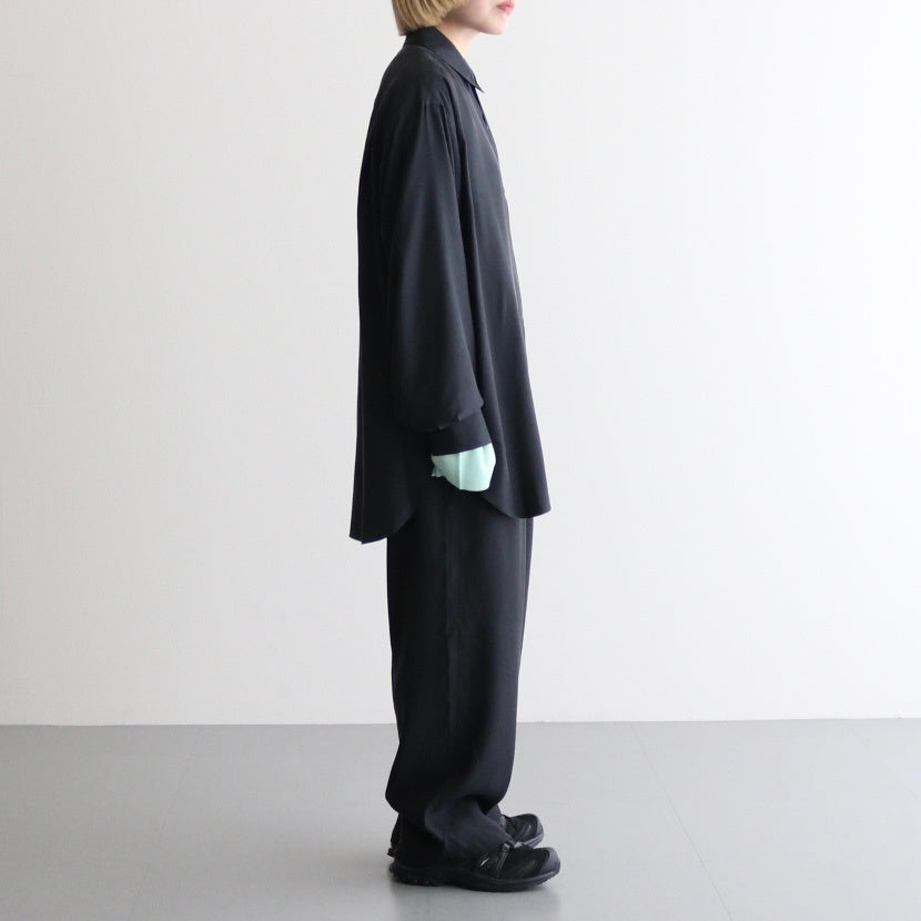 CUPRO TWILL OVERSIZED LS SHIRT #BLACK [ST.1151]