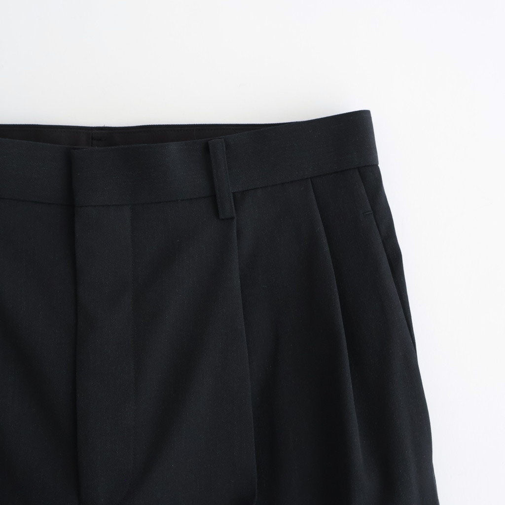 LIGHT WOOL MAX GABARDINE TWO-TUCK SLACKS #TOP BLACK [A26SP09MG