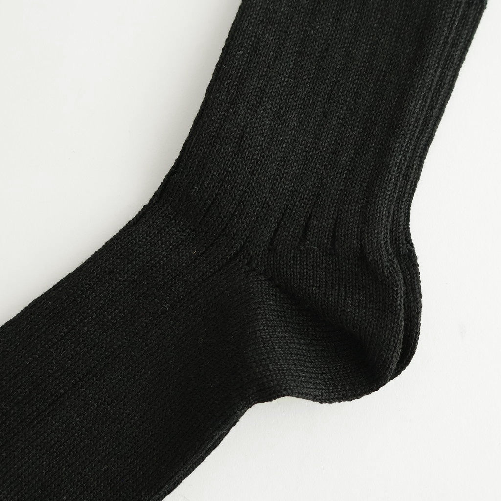 LINEN COTTON RIBBED ANKLE SOCKS #BLACK [R1462-SS26]