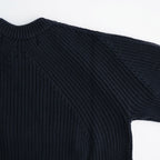BATONER ウール梳毛片畔 ブリーチ加工 セーター #NAVY [HR-N001-051]