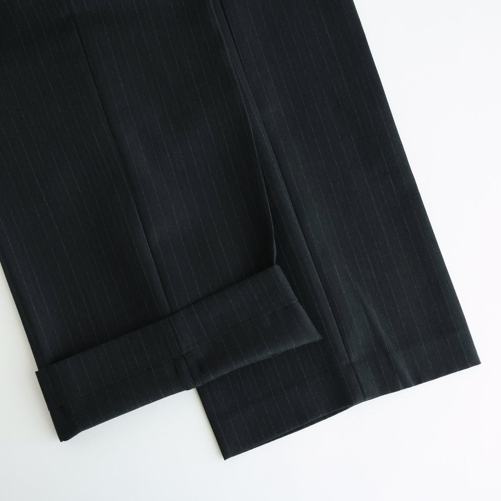BLUEFACED WOOL TWO-TUCK SLACKS #CHARCOAL NAVY STRIPE [A25AP05BS]