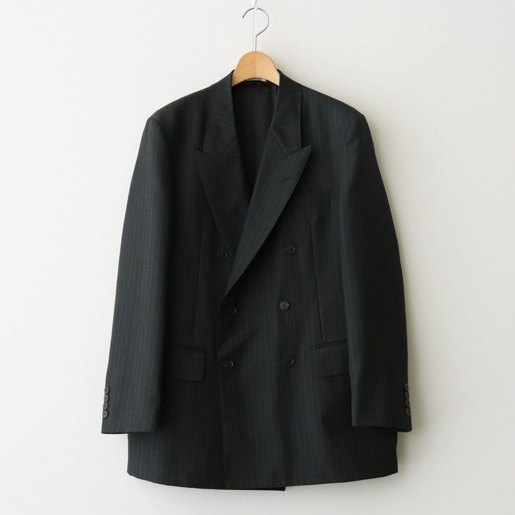 BLUEFACED WOOL DOUBLE-BREASTED JACKET #CHARCOAL NAVY STRIPE [A25AJ04BS]