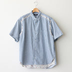 綿ツイルストライプ×綿タイプライター S/Sシャツ #BLUE [HO-B019-051]