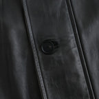 REVERSIBLE WOOL TWISTED TWILL / SHEEP LEATHER HALF COAT #KHAKI BEIGE CHAMBRAY × BLACK [A26AC01AN]