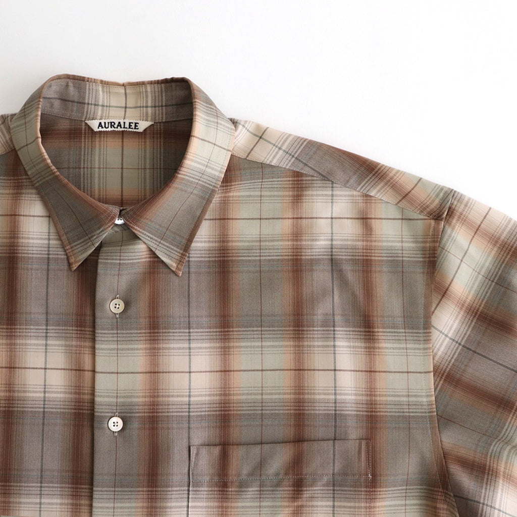 SUPER LIGHT WOOL CHECK SHIRT #GRAY BROWN CHECK [A25SS01LC] – ciacura