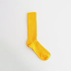 LINEN COTTON RIBBED CREW SOCKS #SUN YELLOW [R1461-SS26]