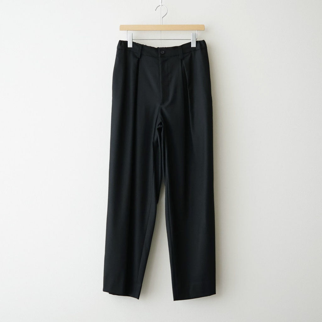 WOOL FLANNEL EASY WIDE TROUSERS #BLACK [ST.1609]