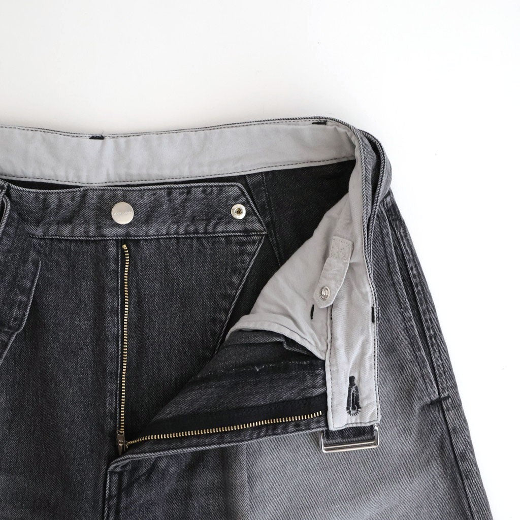Selvage Denim Belted Pants #BLACK_LIGHT FADE [GU261-40064LB]