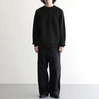 BATONER ウール梳毛片畔 ブリーチ加工 セーター #BLACK [HR-N001-051]
