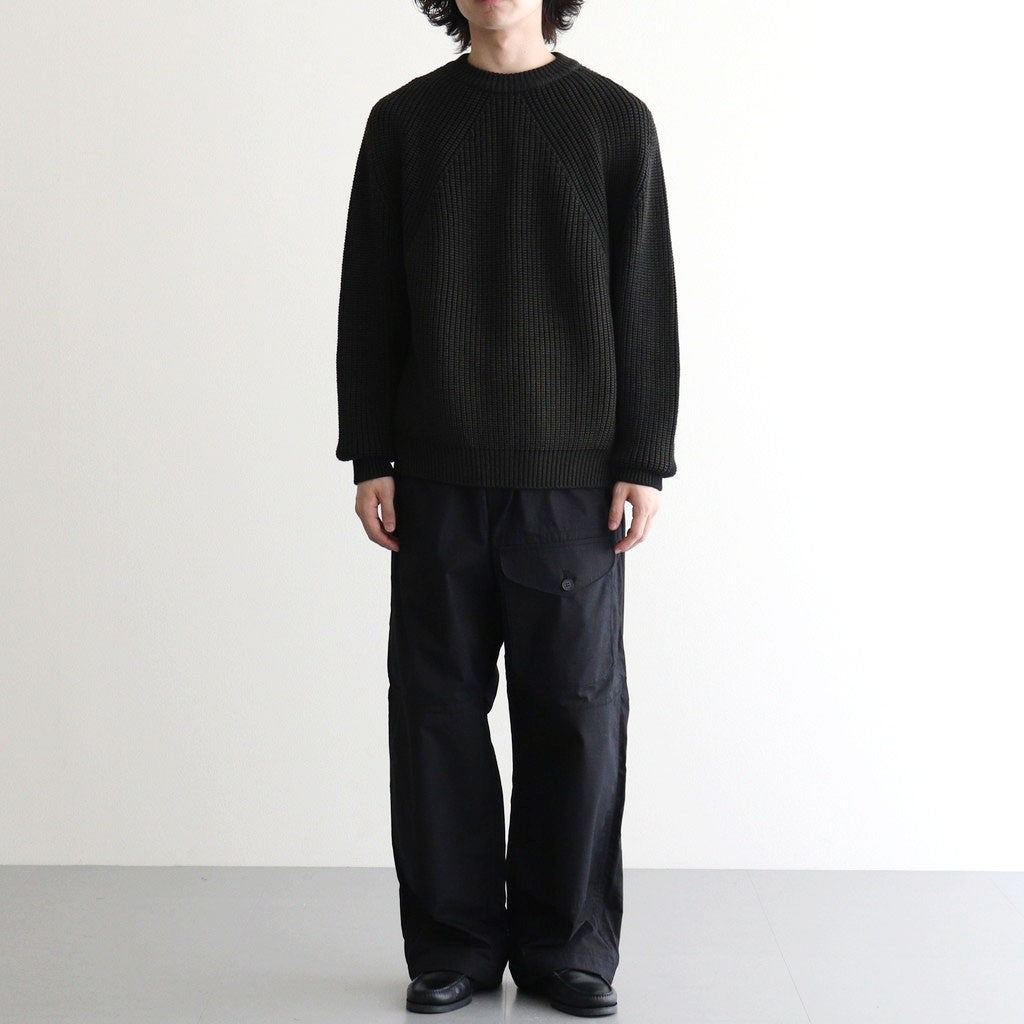 BATONER ウール梳毛片畔 ブリーチ加工 セーター #BLACK [HR-N001-051]