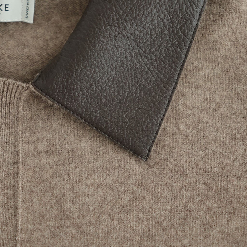 Leather-Trimmed Skipper Sweater #Beige [YK26FW01380S]